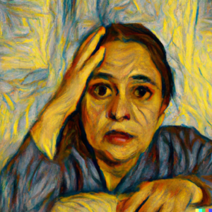 Van Gough style portrait of a worried parent portrait using DALL-E